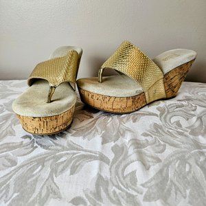 Gold Wedge Platform Sandals